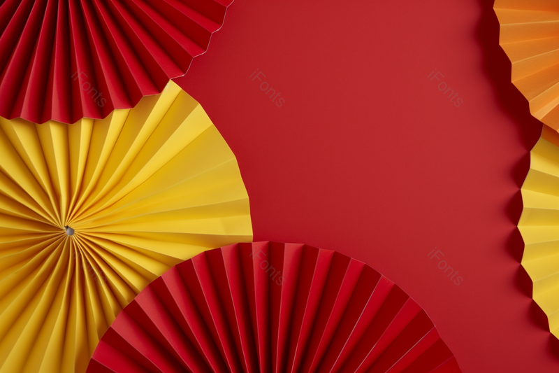 简单中国风背景折扇红色黄色扇子,高清,摄影图,摄影图片,图片大全,摄影图免费下载